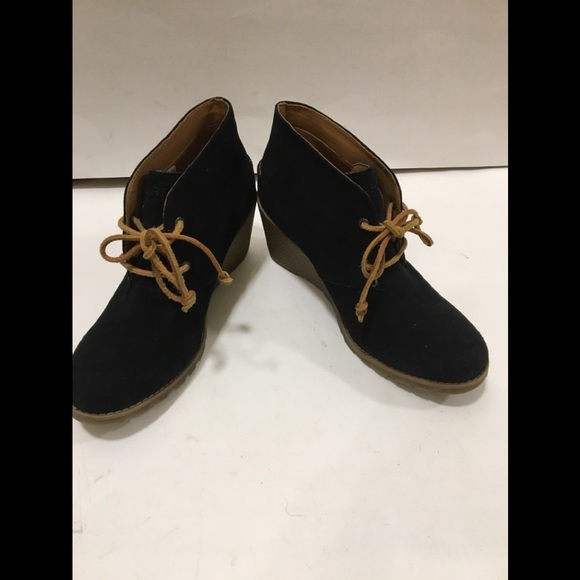 Sperry Top Sider Harlow Black Suede Wedge Booties - Picture 14 of 14